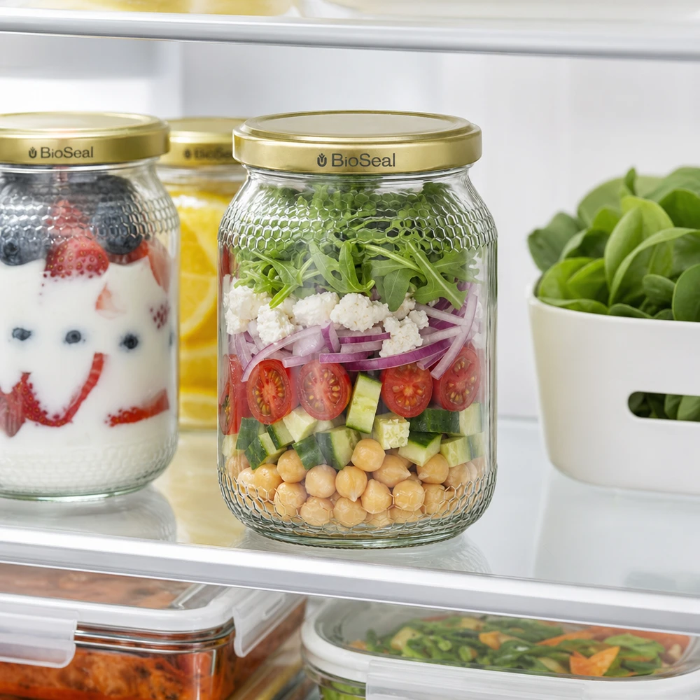 900ml honing pot BioSeal deksel goud koelkast Meal Prep salade laag pot kikkererwten tomaten opslag
