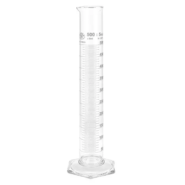 Maatcilinder 500ml wit maatverdeling hoog model ISO 4788