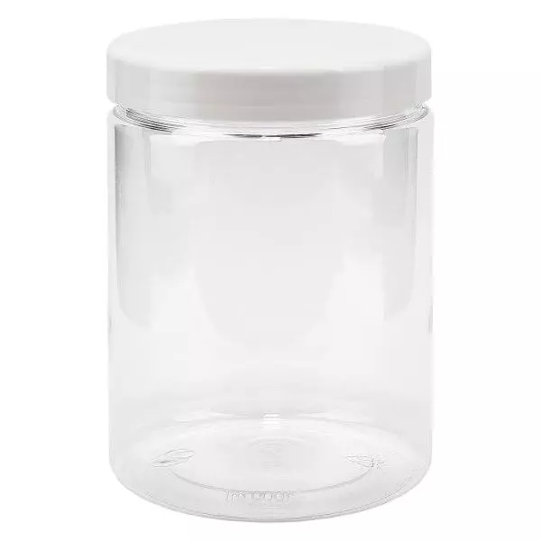 PET pot met schroefdeksel 1000 ml helder incl. wit deksel
