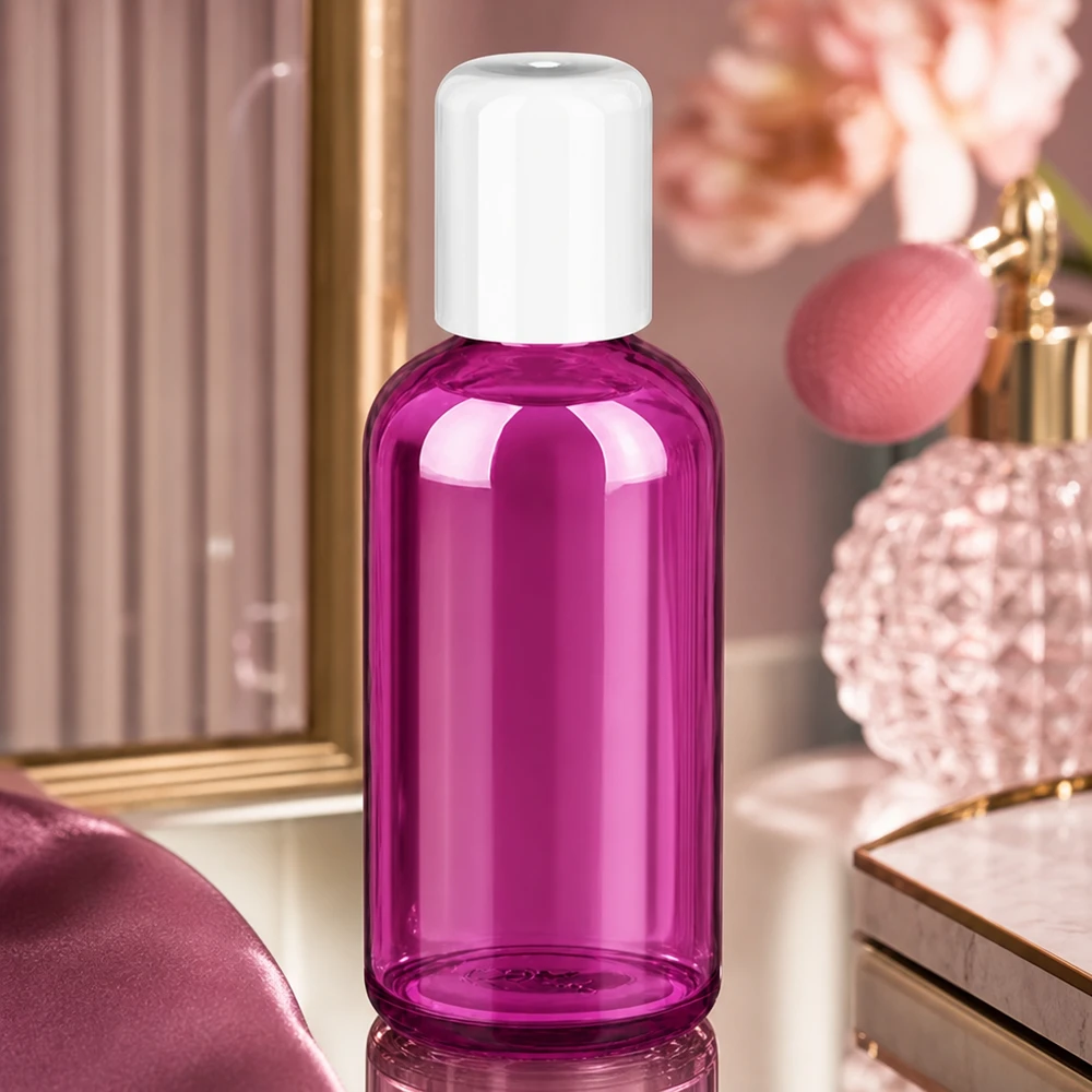 Moderne glazen fles van 100 ml met roll-on applicator in aantrekkelijk paars voor de cosmetica-industrie