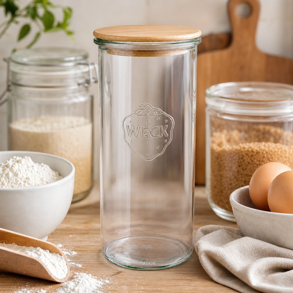 1500ml stortglas WECK RR100 met hout deksel WECK RR100 1500ml metselpot met houten deksel voor meelgranen bakken keuken decoratie Scandinavische stijl
