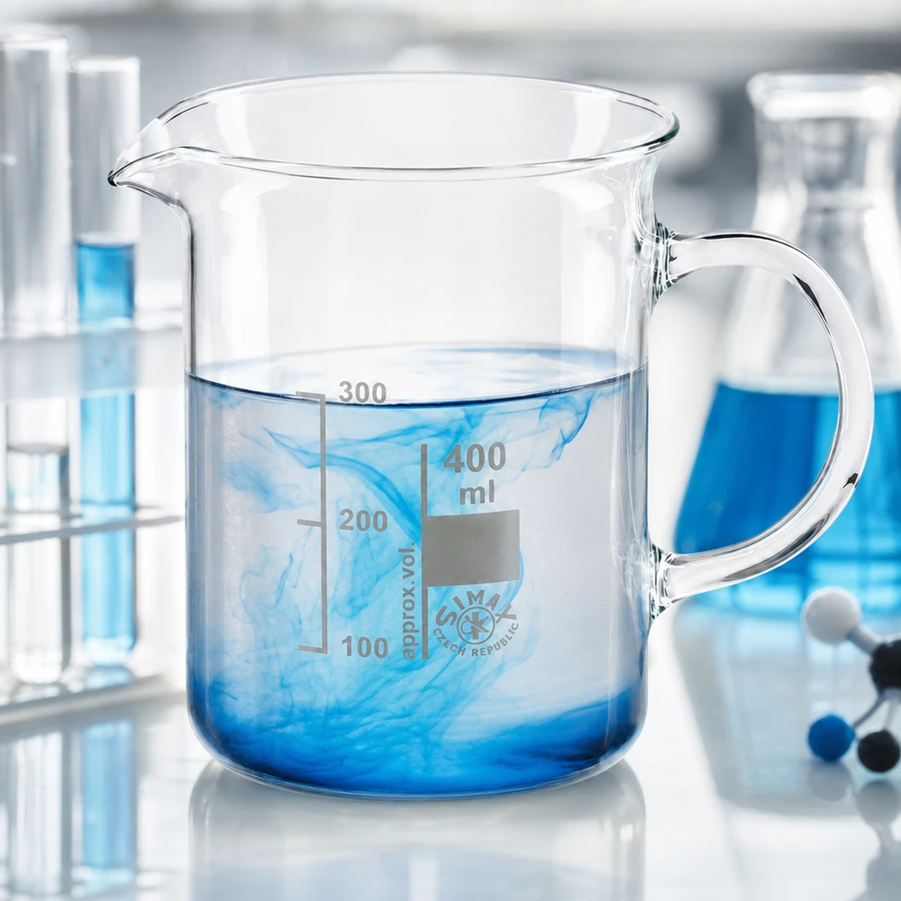 Stevig laboratoriumglas van 400 ml met handvat, gemaakt van SIMAX-borosilicaatglas, voor het mengen en verwarmen van vloeistoffen
