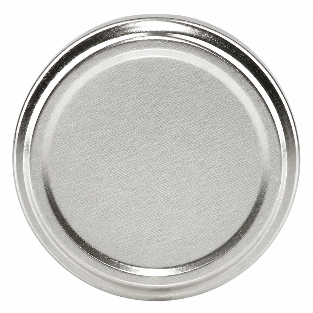 100 mm BasicSeal-deksel, matzilver (TO100) UN.. Productfoto: 100 mm TO100 glazen deksel, mat zilver, BasicSeal, gezien van bovenaf