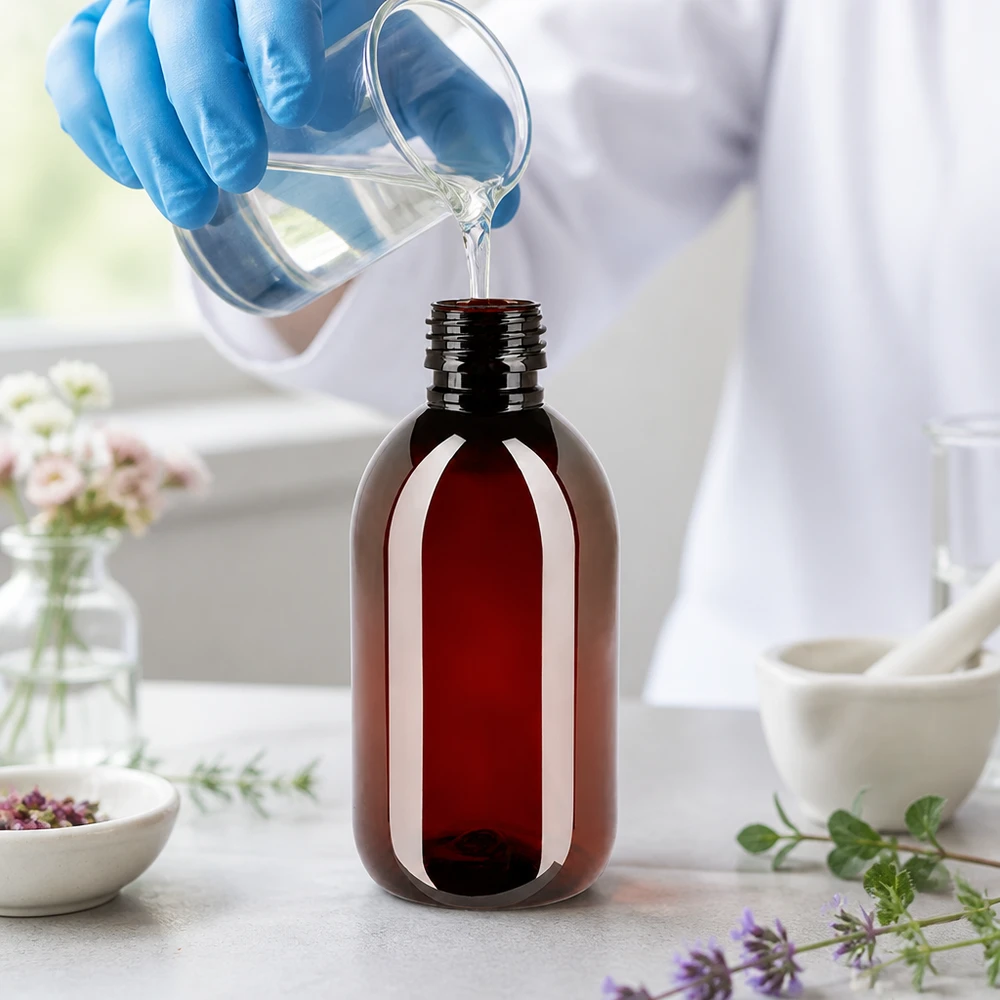 PET fles 250ml PP28 zonder dop Stevige PET-fles met brede hals van 250 ml in bruin met PP28-schroefdraad voor vloeibare voedingssupplementen