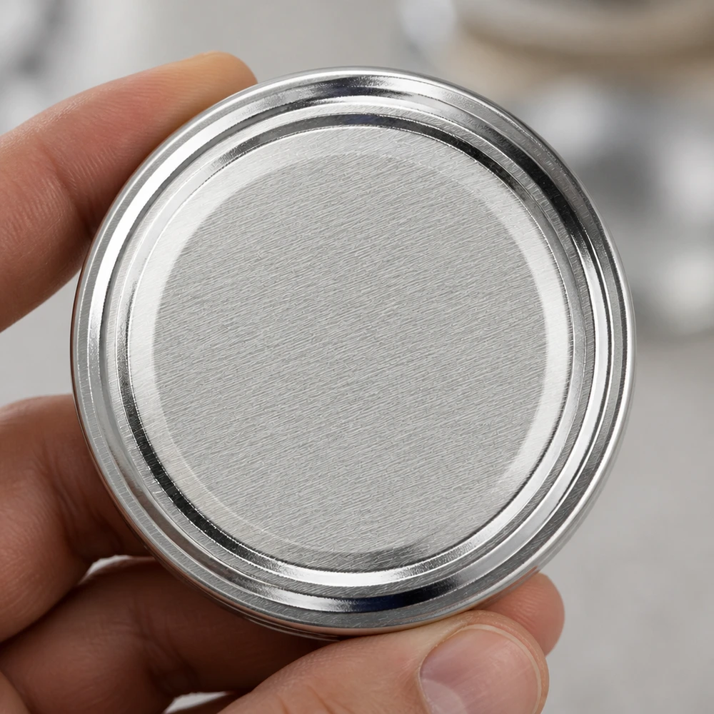 58 mm conservendeksel, zilver, TO58 BasicSeal UniTwist, bovenaanzicht met concentrische groeven