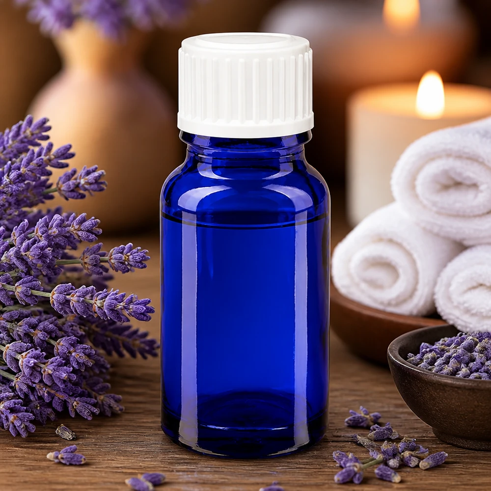 Blauwe Apofles van 10 ml, gemaakt van borosilicaatglas, met een witte standaarddop, lichtbeschermd