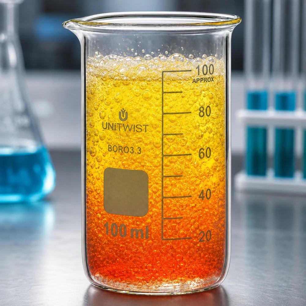 Laboratoriumreactie met schuimvorming in het UNITWIST-bekerglas van 100 ml, hoog model, borosilicaatglas