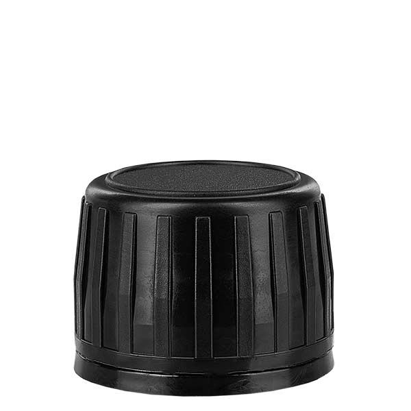 Zwarte schroefstop met verzegelbare ring PP28 ApoGlas Zwarte schroefstop met verzegelbare ring PP28 ApoGlas