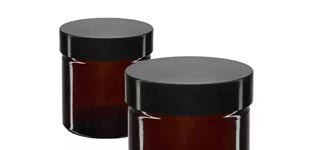 Glazen pot bruin met zwart deksel
