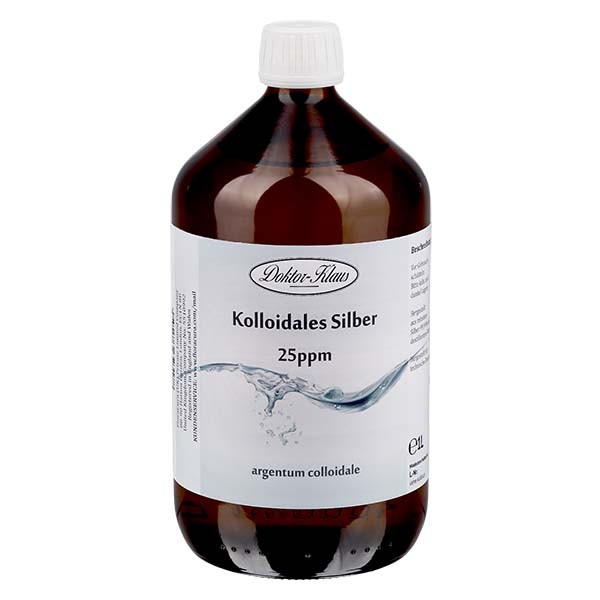1000 ml colloïdaal zilver Doktor-Klaus, 25 ppm, navulling, in bruine PET fles 1000 ml colloïdaal zilver Doktor-Klaus, 25 ppm, navulling, in bruine PET fles