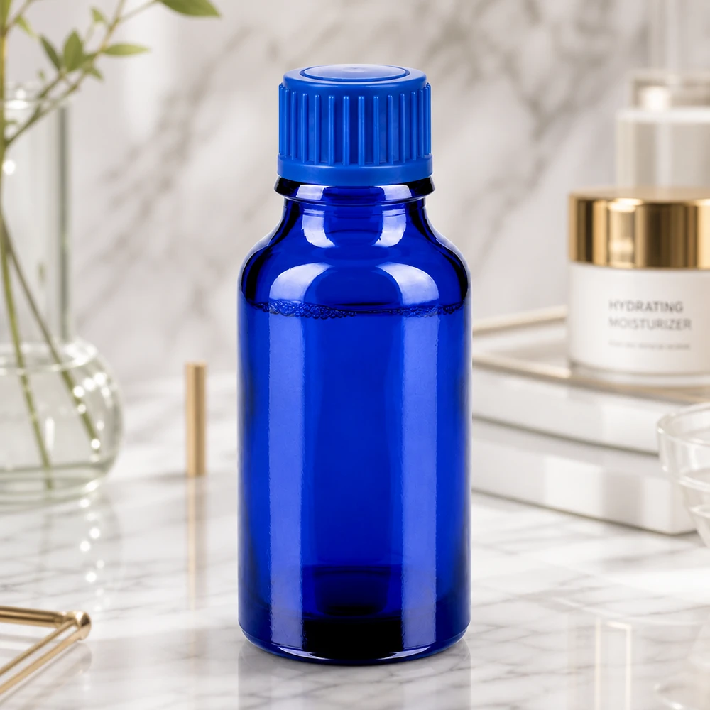 Hoogwaardige 20ml BlueLine glazen fles met robuust materiaal voor langdurig bewaren
