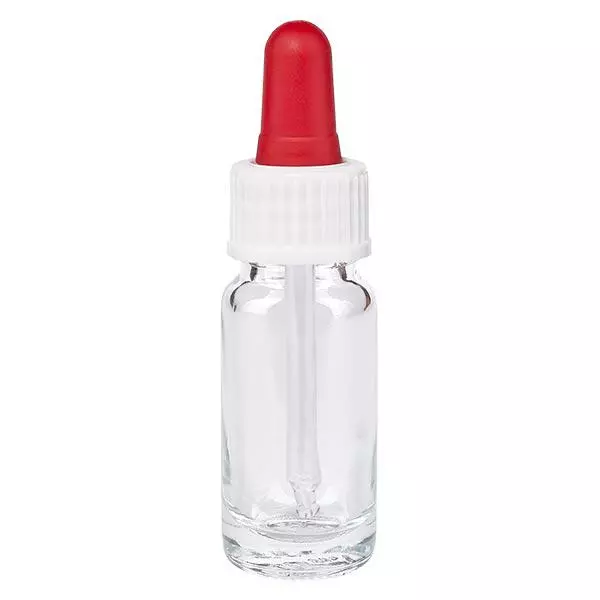 Pipetfles helder 10ml, pipet wit/rood ST