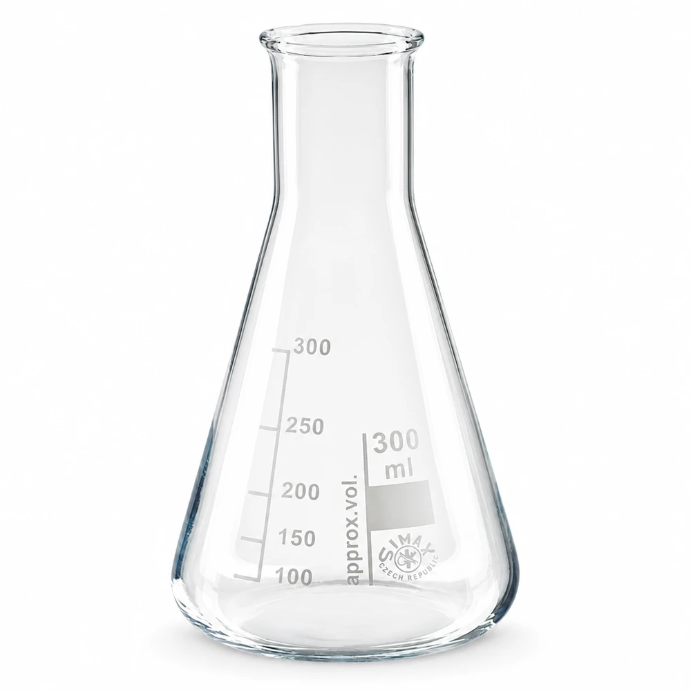 Erlenmeyer 300ml nauwe hals borosilicaat met afgeronde rand