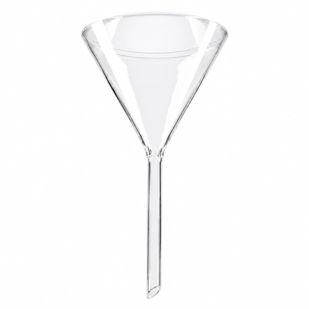 Borosilicaat trechter met een diameter van 100 mm en een hoek van 60 graden voor nauwkeurig decanteren in het laboratorium