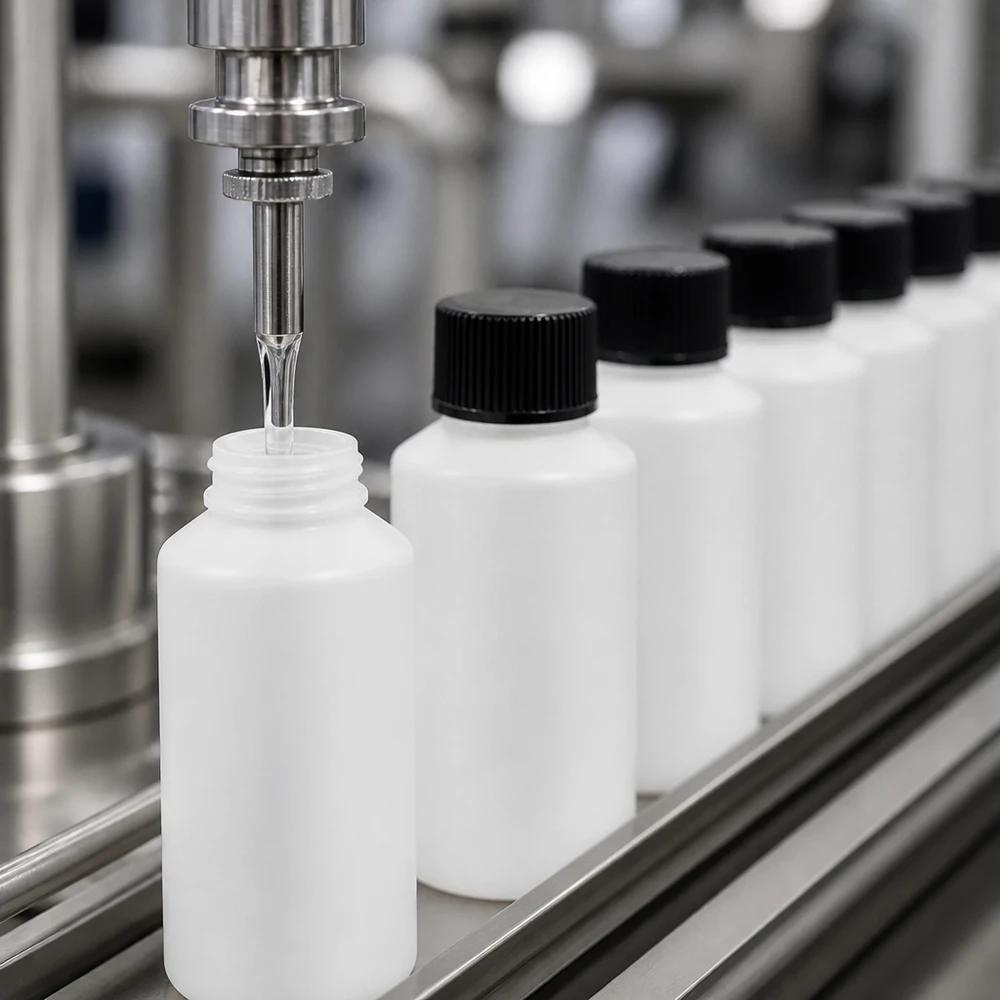 PET cilinderfles 50ml wit met schroefsluiting zwart Automatisch vullen van farmaceutische witte HDPE-flesjes van 50 ml met een zwarte schroefdop