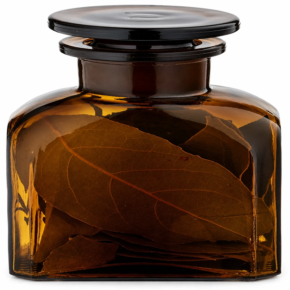 Kruidenbewaring in apothekersfles van 150 ml, met brede hals, vierkante vorm, bruinglas