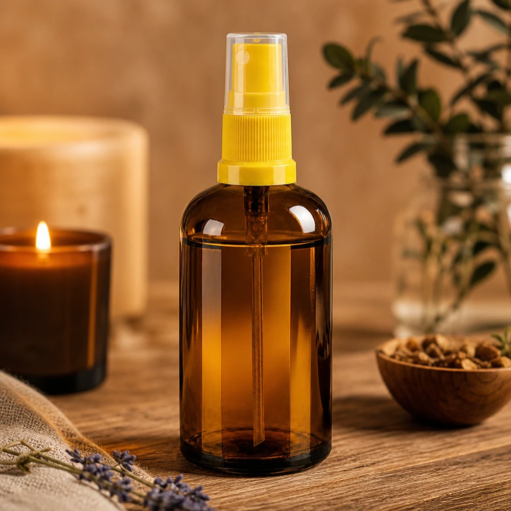 Veelzijdige glazen fles van 100 ml met verstuiverhulpstuk voor doe-het-zelfcosmetica en natuurlijke cosmetica