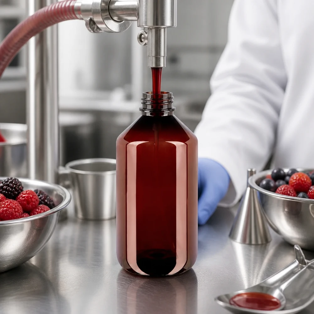 500 ml PET medicijnfles met verstuiver wit GCMI 28/410 incl. dop transparant, standaard Schuetzende dunkelbraune 500ml PET Flasche fuer UV-sensitive Fruchtsaefte und Naturextrakte