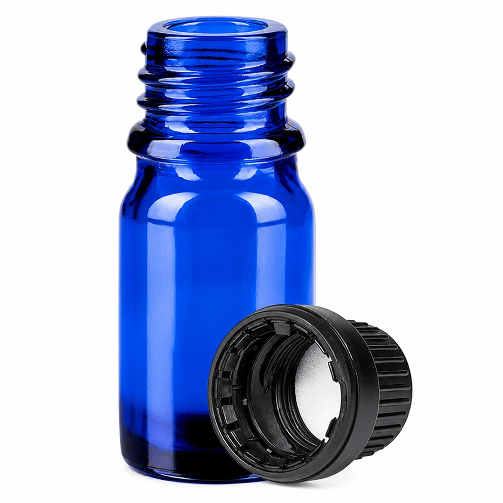 5ml 11mm SV zwart OV BlueLine UT18/5 Professionele blauwe glazen fles 5ml met zwarte dop voor laboratoriumtoepassingen BlueLine