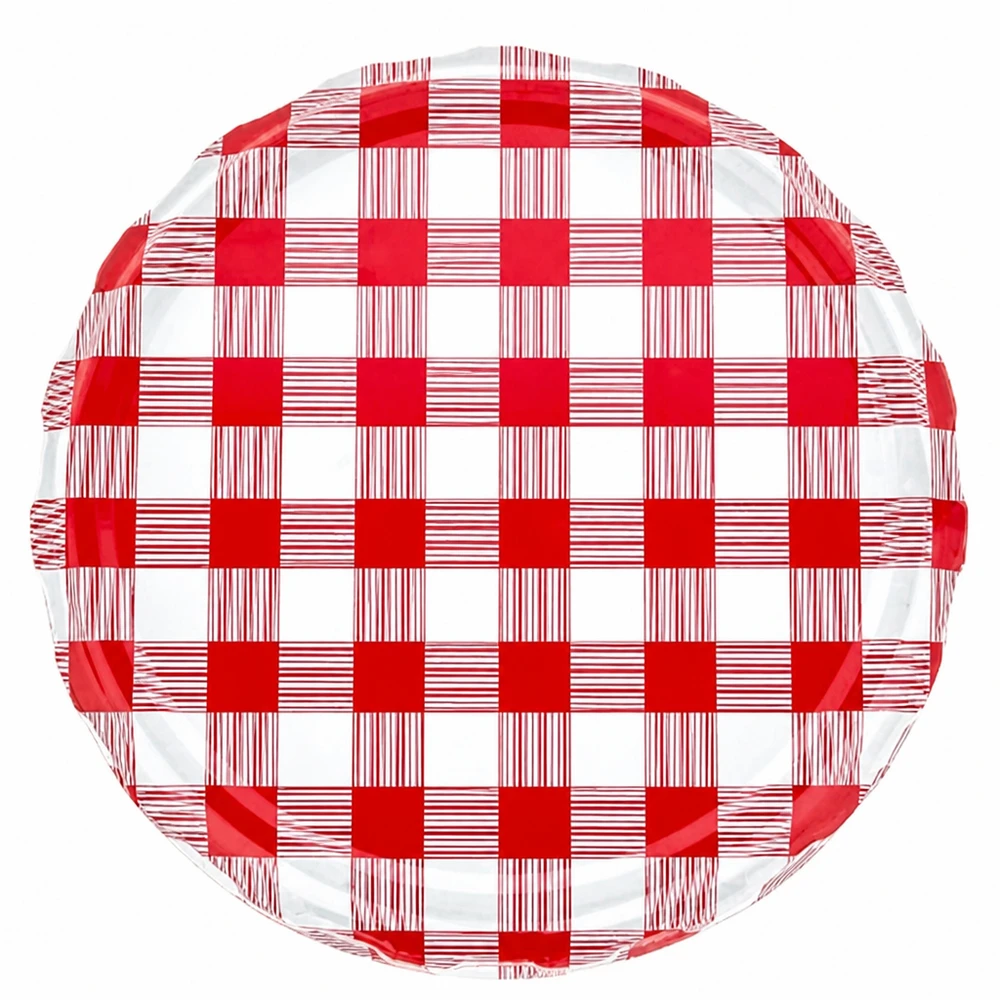 82 mm BasicSeal-deksel, ruitjesmotief rood/wit (TO82) UNiTWIST BasicSeal glazen deksel 82 mm TO82 rood geruit voor inmaakpotten UNiTWIST