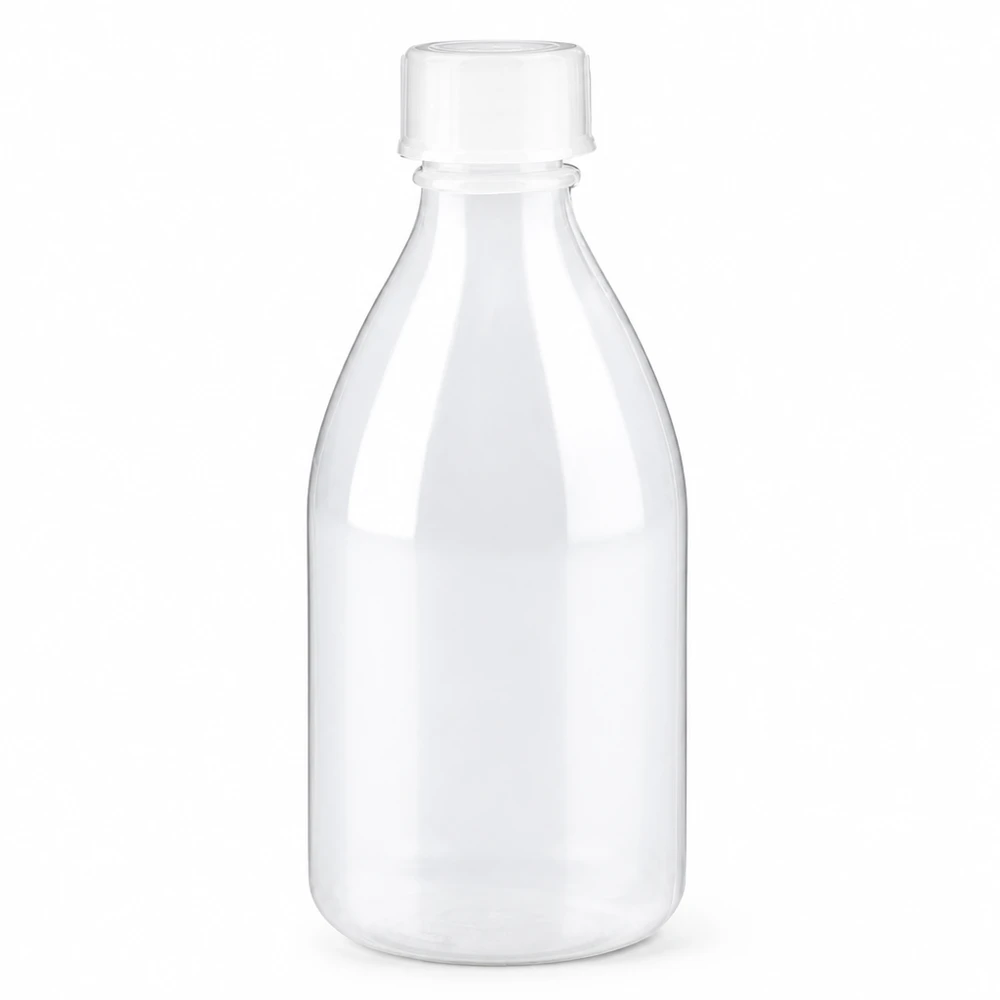 Nauwe hals laboratoriumfles 100ml met schroefsluiting Cilindrische laboratoriumfles met schroefdop, 100 ml, doorzichtig, met kindveilige sluiting