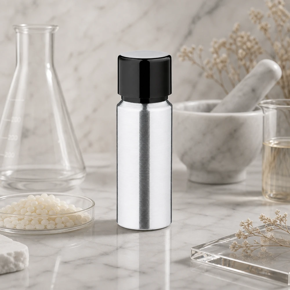 Compact aluminium flesje van 20 ml met schroefdop van robuust aluminium voor dagelijks gebruik