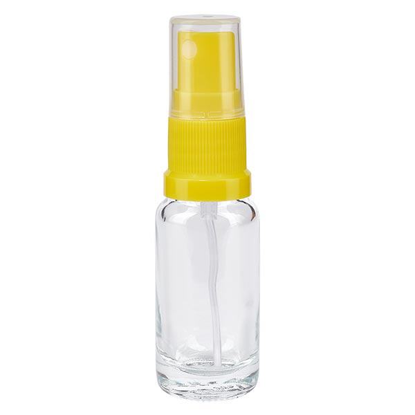 Helder glazen flessen 10ml met geel pompverstuiver Helder glazen flessen 10ml met geel pompverstuiver
