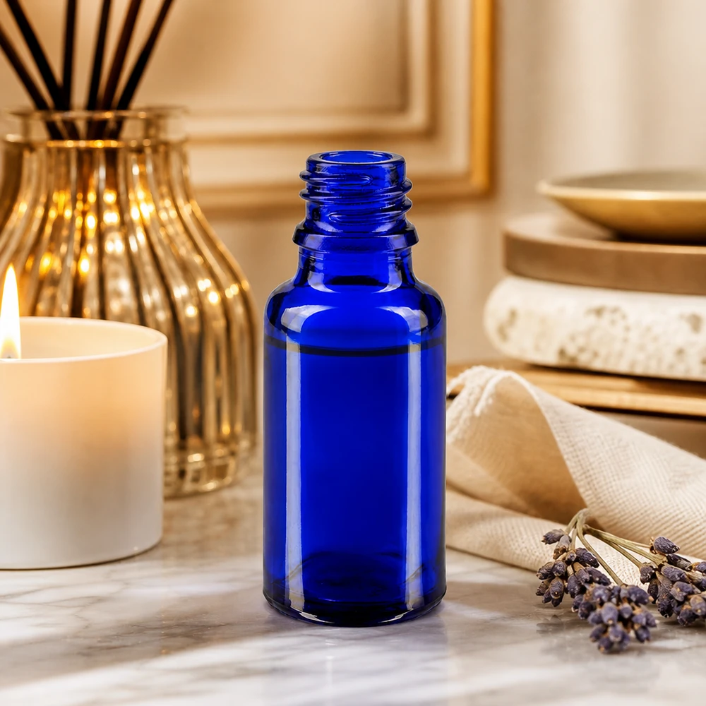 Vintage apothekersfles 20ml in klassiek blauw gemaakt van traditioneel ApoGlas glas