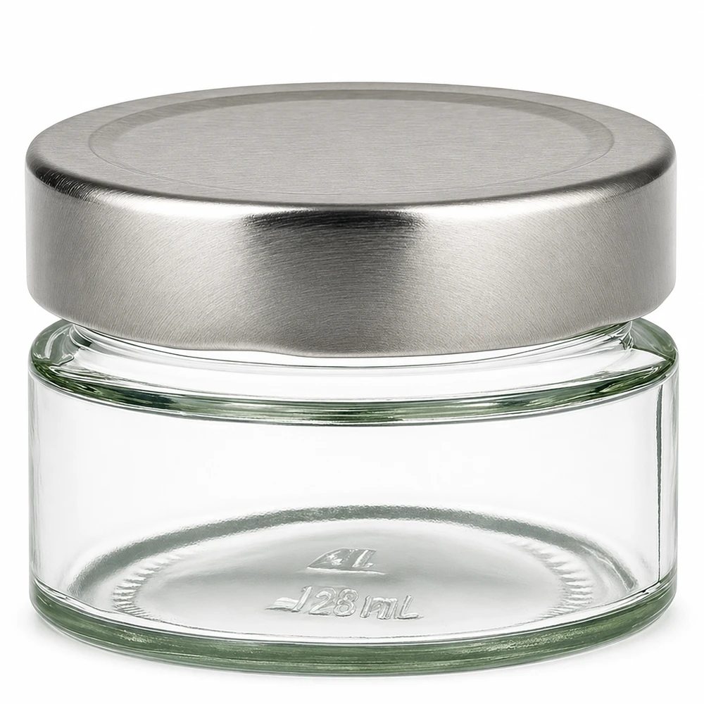 130ml rond glas met BasicSeal deksel zilver UNiTWIST
