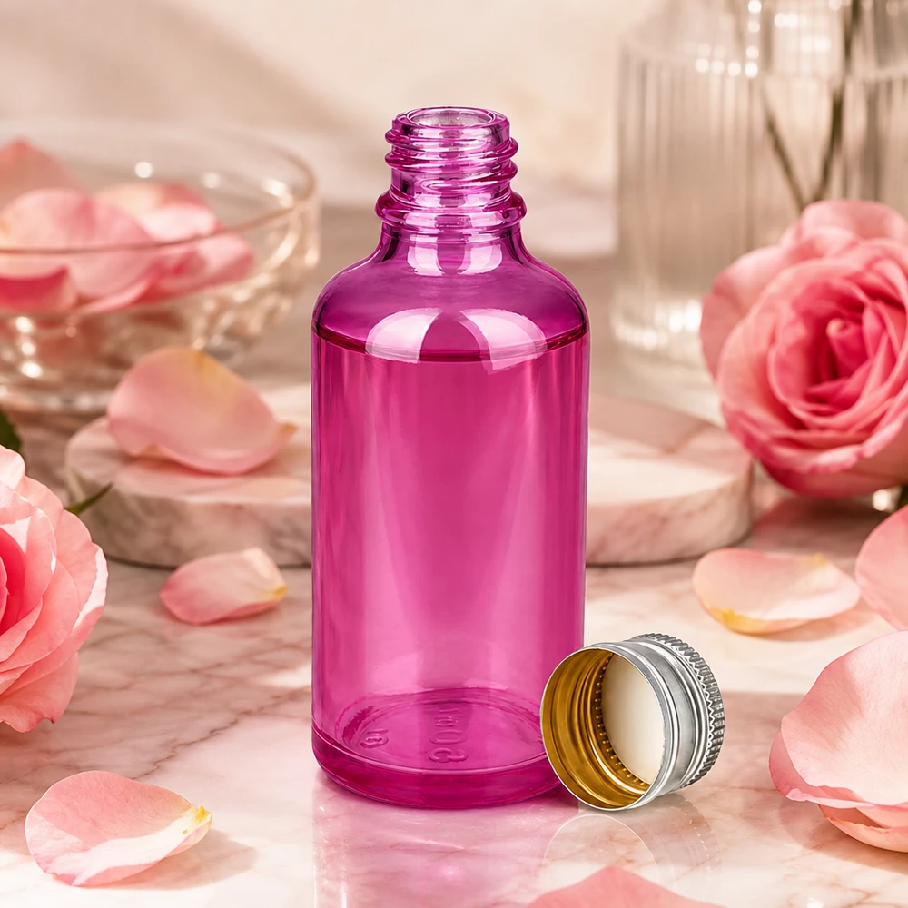 50ml fles 11mm schroefdop aluminium-zilver standaard PurpleLine.UT18/50 Hoogwaardige glazen fles 50ml paars met aluminium dop voor professionele cosmetische producten