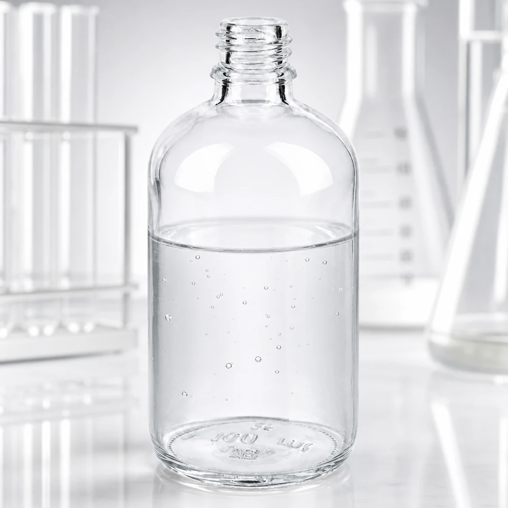 Transparante apothekersfles ApoGlas van 100 ml met brede opening voor eenvoudig vullen en schoonmaken