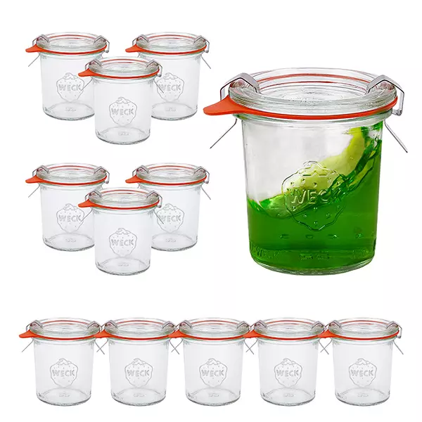 Set van 12 Weck bokalen van 140 ml met 12 glazen deksels, Set van 12 Weck bokalen van 140 ml met 12 glazen deksels,
