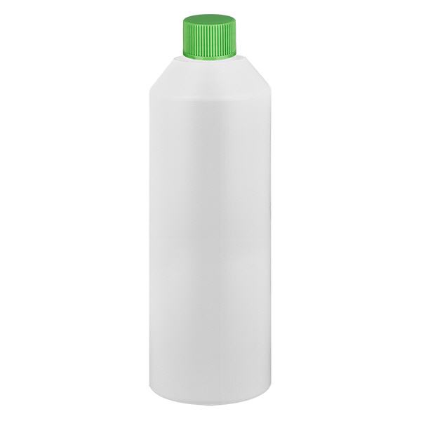 PET cilinderfles 250ml wit met schroefsluiting groen PET cilinderfles 250ml wit met schroefsluiting groen