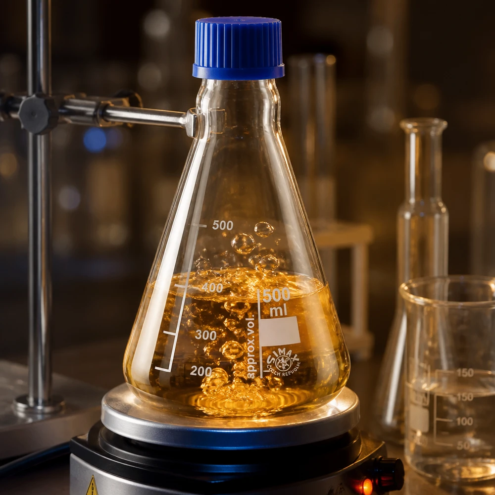 Laboratoriumapparatuur Erlenmeyer 500 ml met volumeschaal voor kwantitatieve analyses