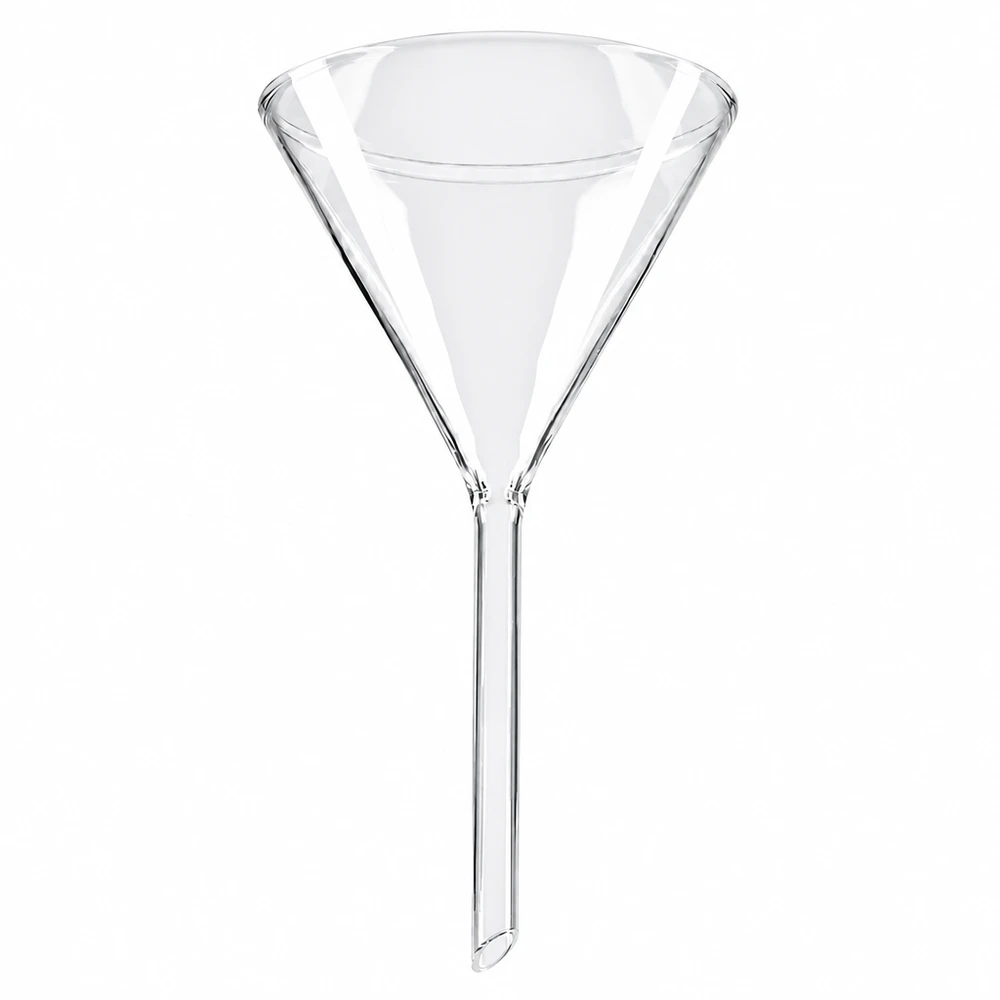 Trechter van borosilicaatglas met een diameter van 85 mm en een hoek van 60 graden voor laboratoriumgebruik