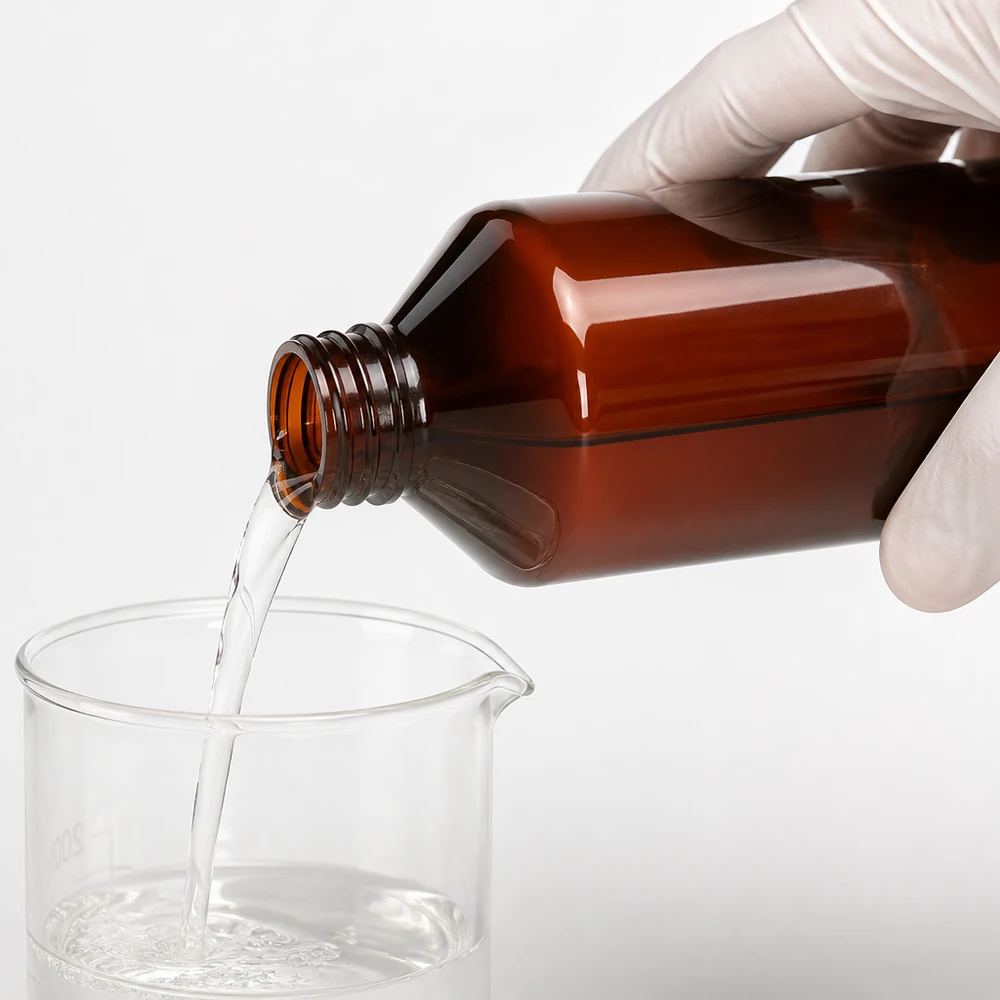50 ml PET medicijnfles met verstuiver zwart GCMI 28/410 incl. dop transparant, standaard Dosierung klarer Flüssigkeit aus brauner lichtundurchlässiger 500ml PET Flasche mit OV-Verschluss