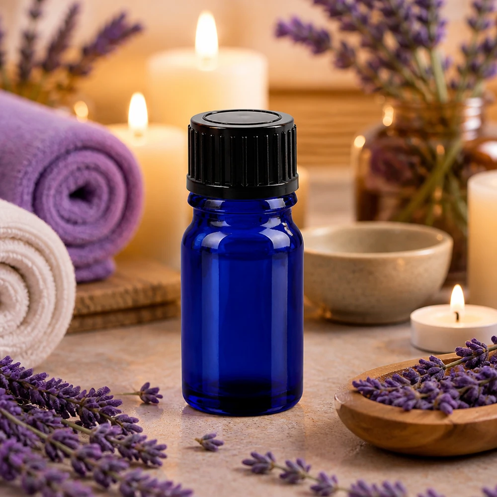 5ml flessenglazen 11mm SV zwart OV BlueLine UT18/5 Farmaceutische kwaliteit glazen flesje 5ml in kobaltblauw met kindveilige dop voor natuurlijke cosmetica