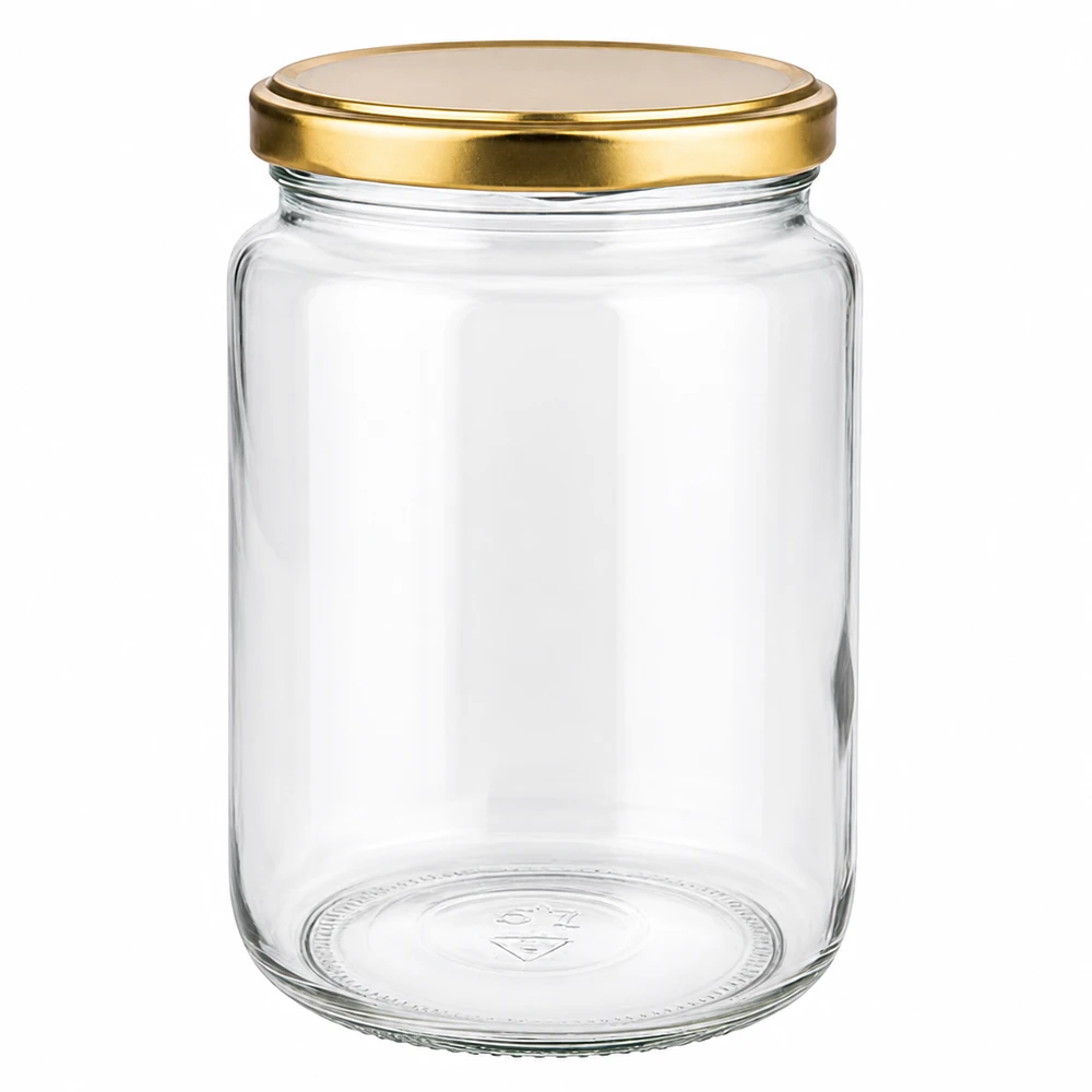 795ml ronde pot met gouden BasicSeal UNiTWIST deksel - lege inmaakpot van helder glas voor conservering