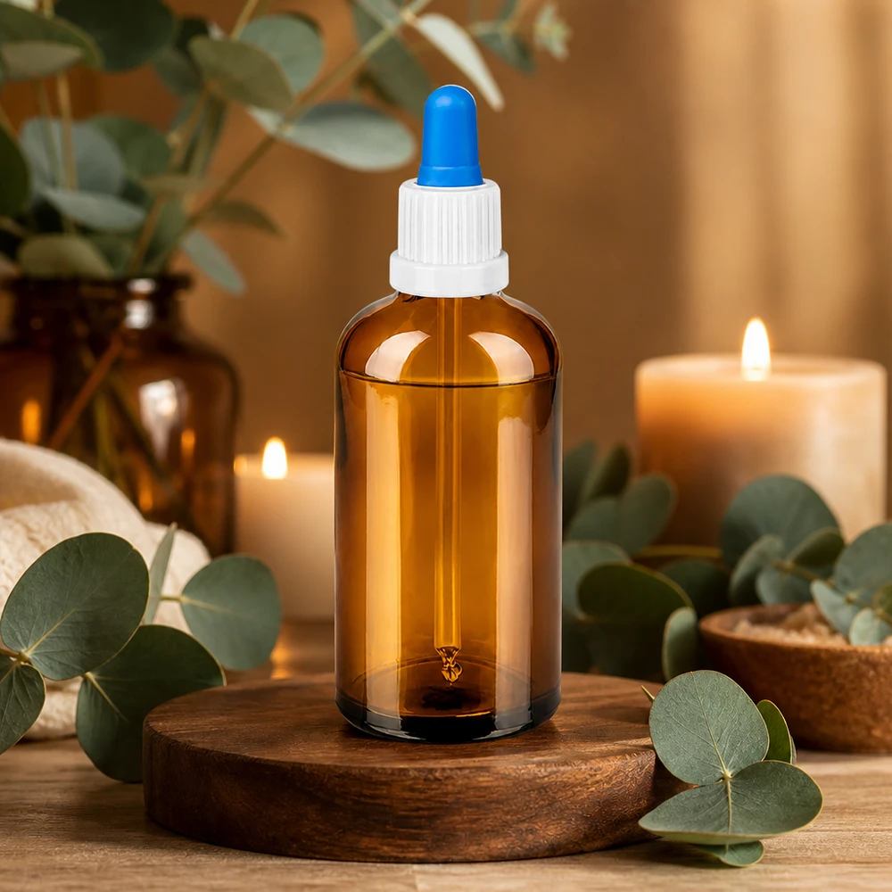 Doseerfles 100ml van getint glas met druppelpipet voor natuurlijke remedies