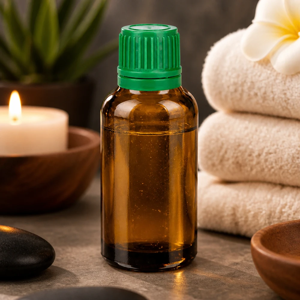 Hygiënisch apothekersflesje van 30 ml met antimicrobieel amberkleurig glazen oppervlak en groene dop
