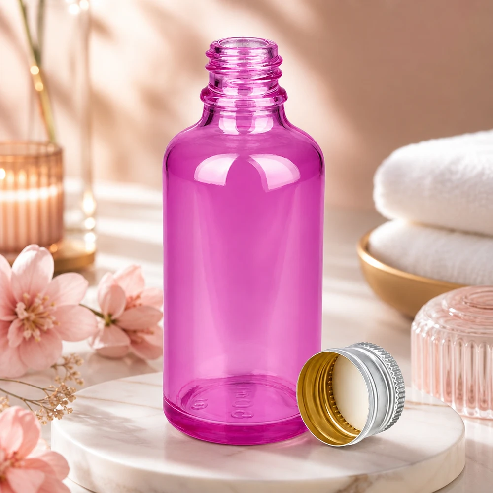 50ml fles 11mm schroefdop aluminium-zilver standaard PurpleLine.UT18/50 Premium 50 ml paarse glazen fles met standaard schroefdraad - perfect voor kleine porties en op reis