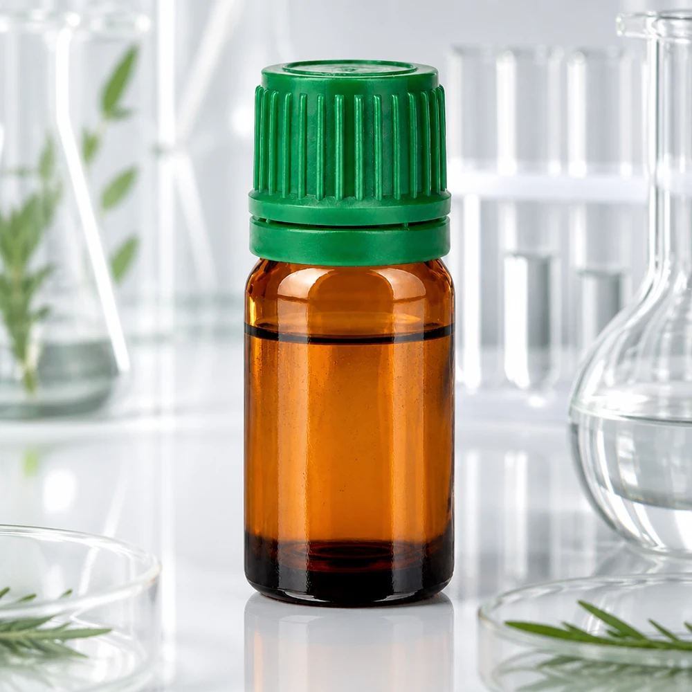 5ml amberkleurig glazen apothekersflesje met gegroefde groene dop voor laboratoriumtoepassingen