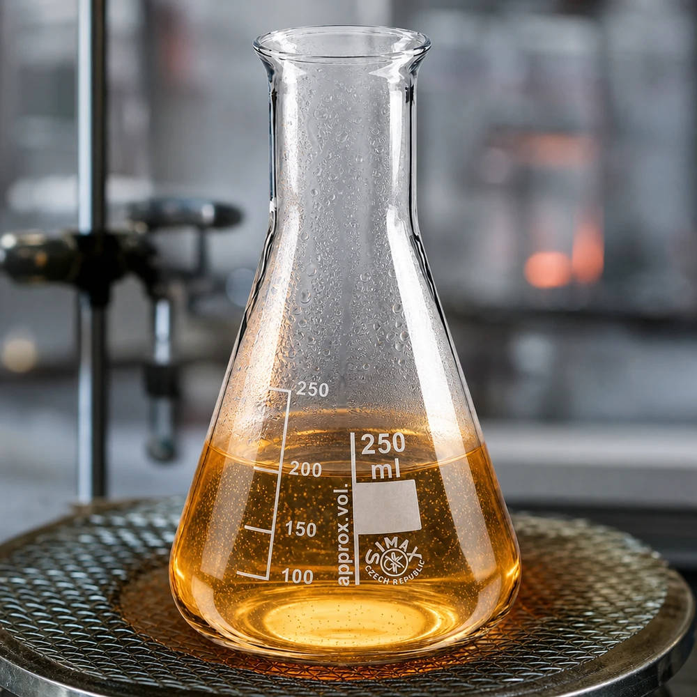 Transparante maatkolf van 250 ml met ml-verdeling en brede basis voor stabiliteit