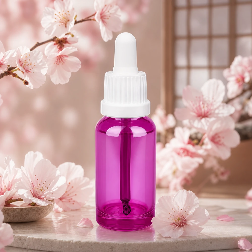 20ml pipetfles wit Originality schroefdop PurpleLine UT18/20 Premium flesje van 20 ml in paars met lekvrije witte druppelaar voor veilig bewaren