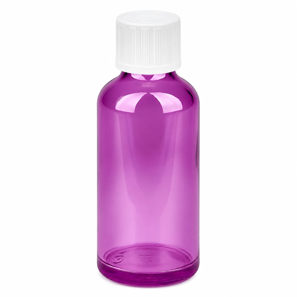 50ml druppelflacon 1,2mm wit Standaard Kindbestendig PurpleLine.UT18/50 Doseerfles 50ml met 1,2mm druppelopening perfect voor laboratoriumtoepassingen en geneesmiddelen