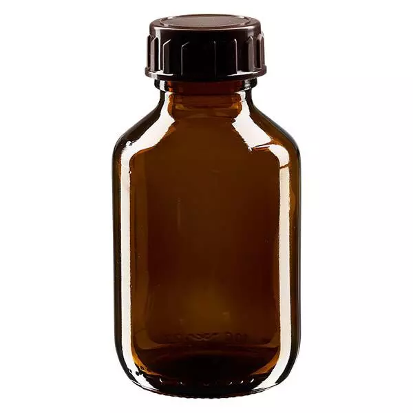 100ml Euro-medicijnfles bruin met bruine schroefsluiting