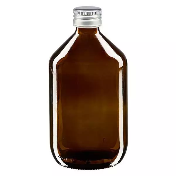 500ml medicijnfles bruin, met zilveren aluminium dop