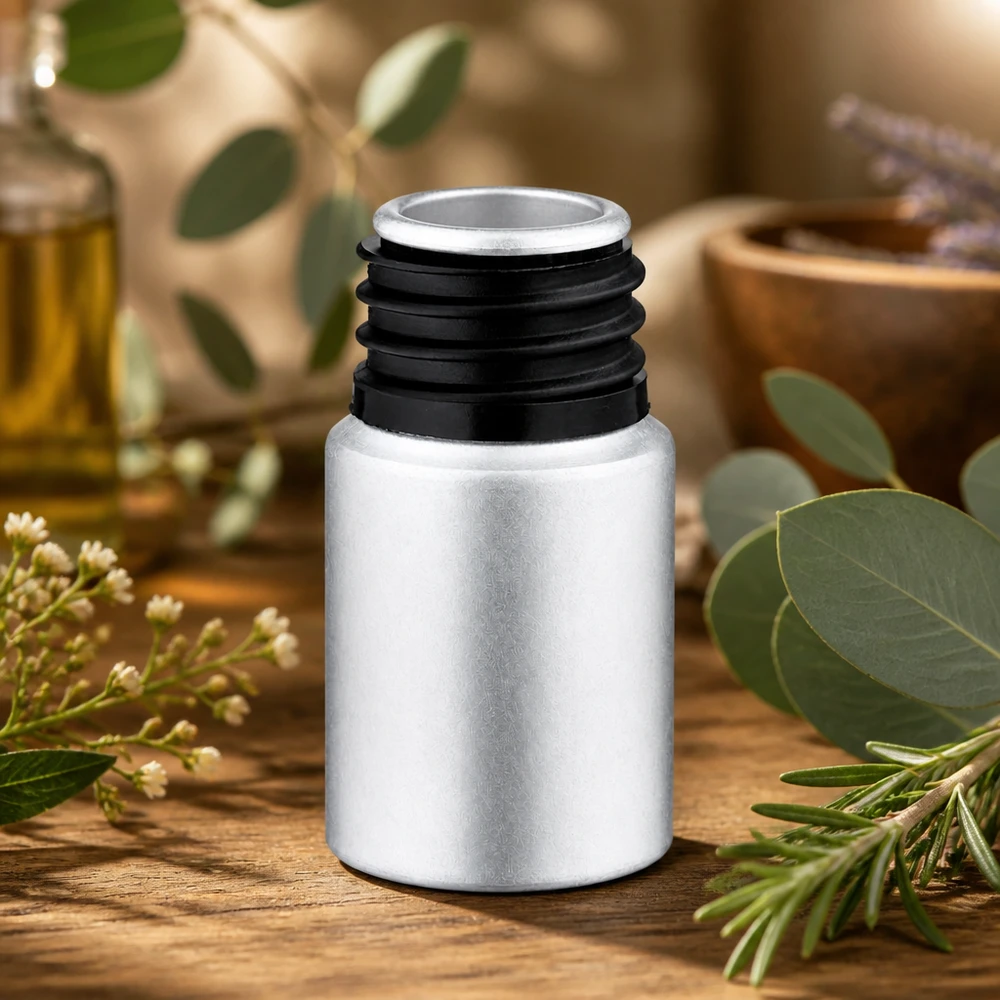Lichtbeschermd aluminium flesje van 10 ml met matte coating voor gevoelige oliën