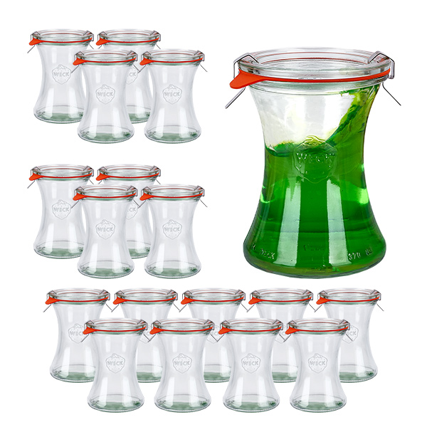 Set van 18 Weck potten 370 ml delicatessenpot met 18 glazen deksels Set van 18 Weck potten 370 ml delicatessenpot met 18 glazen deksels