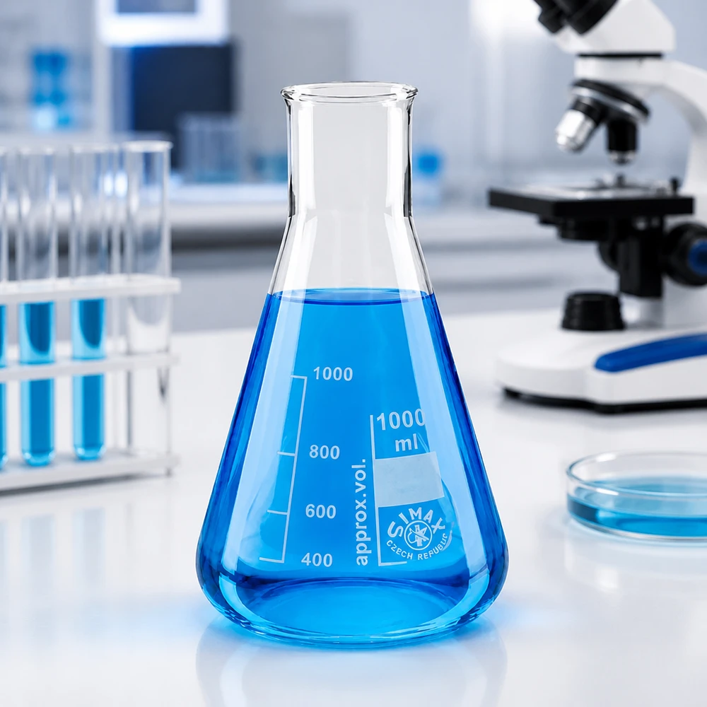Volumetrische maatkolf 200ml met wijde hals en schaalverdeling, ideaal voor volumetrie en titraties